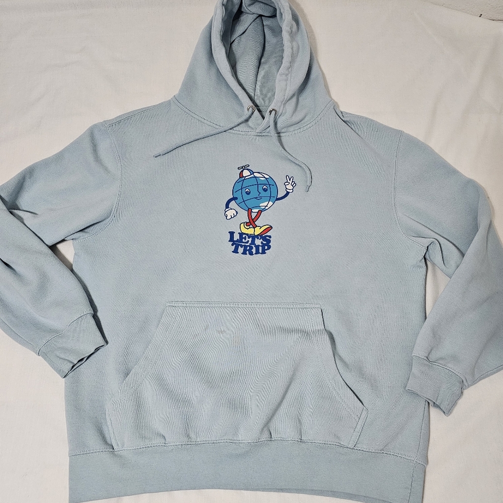 Sturiolo “Let’s Trip” Graphic Hoodie Light Blue Size Large Merch - Picture 2 of 10